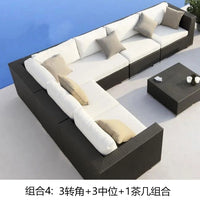 Terrace Modern Garden Sofas Outdoor Combination Courtyard Nordic Garden Sofas Waterproof Pe Rattan Furniture Sofá Jardín MHHYSF