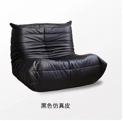 Leather lazy sofa Nordic single bedroom togo caterpillar balcony sofa chair casual leather art floor sofa