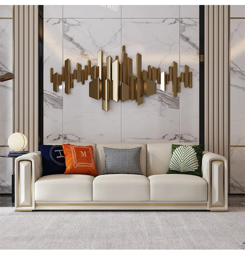 Hong Kong-style light luxury leather s ofa high-end leather sofa villa large apartment corner sofa combination so fa