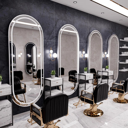 Design Modern Lightweight Luxury Oval Square Mirror Hair Salon Furniture Set Hot Sale
