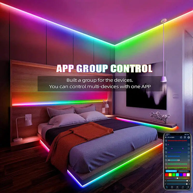 USB 5V Magic Color USB Light Strip RGB Bluetooth-Compatible 5/10/15/20/25/30M WS2812B Desktop Atmosphere Led Light Strip Lamp
