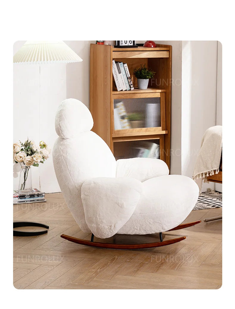 Simple Leisure Chair Great White Rocking Chair Living Room Small Sofa Hotel Club Leisure Chair Study Chair Living Room Chair