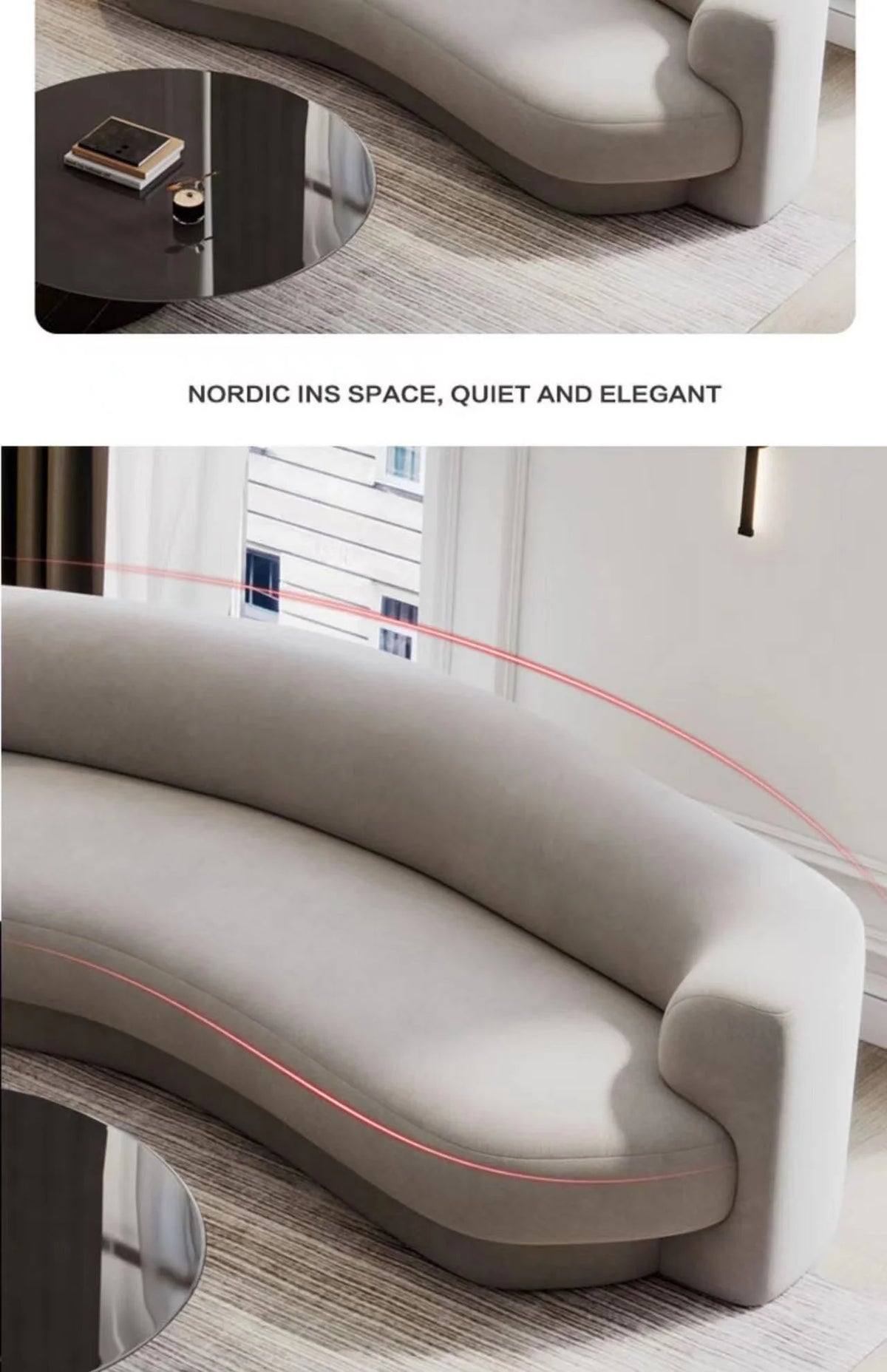 Fabric Living Room Sofas European Beige Italian Curved Luxury Couch Double Modern Designer Divano Soggiorno Home Furniture