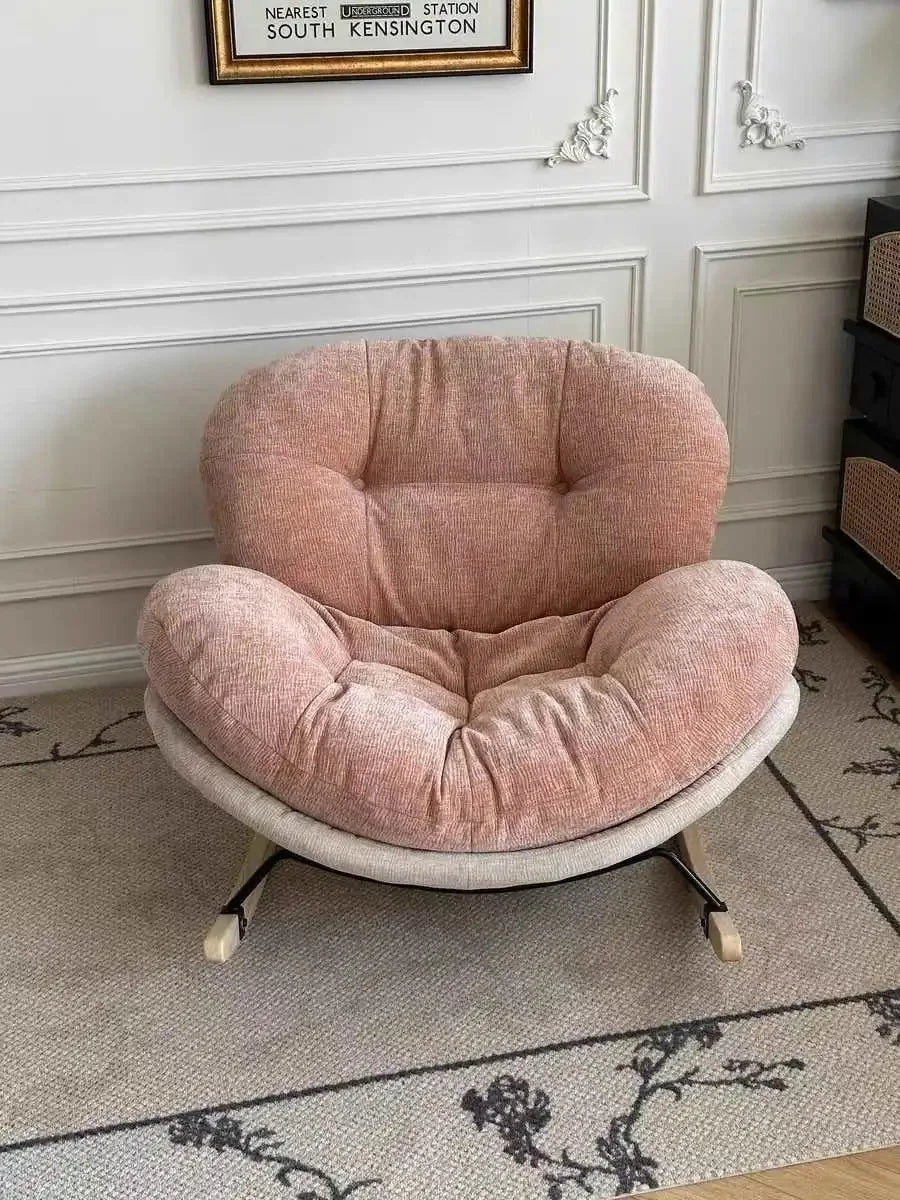Eggshell Rocking Chair for Home Living Room Single Sofa Lazy Chair Balcony Leisure Chair Girls Pink Rocking Chair