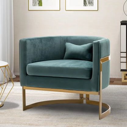 Luxurious Velvet Armchair, Contemporary Padded Accent Chair for Living Spaces and Bedrooms with Gold-Tone Legs