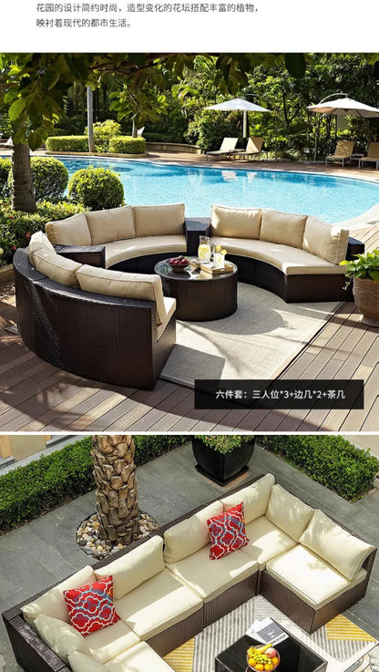 Outdoor sofa combination courtyard garden balcony rattan table and chairs terrace waterproof and sun protection outdoor