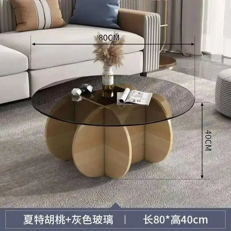 Table basse ronde en verre trempé résistant aux hautes températures, style luxe léger et créatif, stable, pour salon et maison