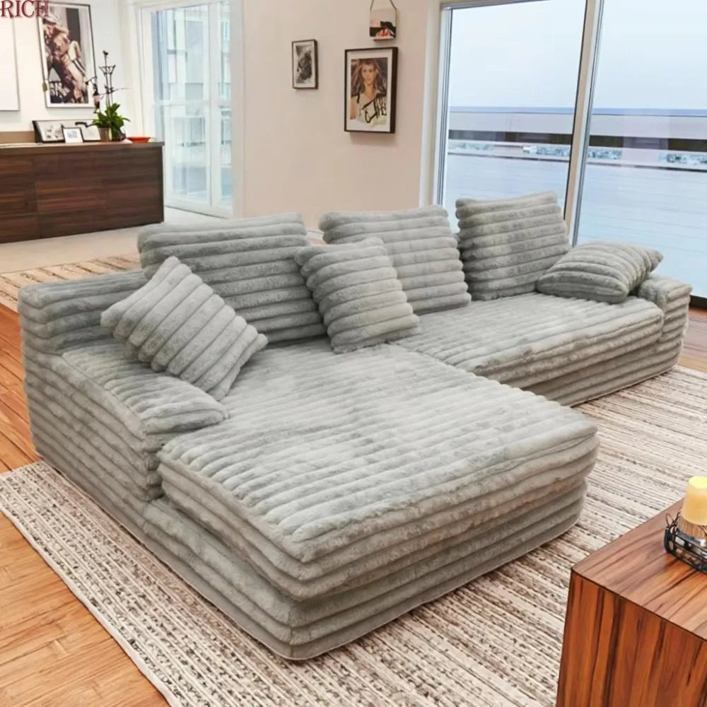 Fluffy Fabric Modular Compression Foam Combination Compression Sofa Sofa Set Home Apartment Furniture Living Room Vacuum Bag