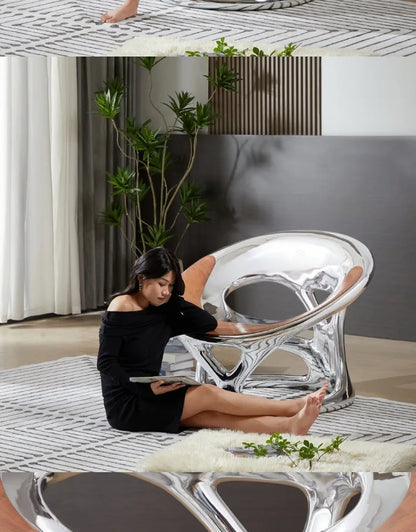 Nordic designer creative leisure chair living room balcony single sofa negotiation chair hollow electroplating chair
