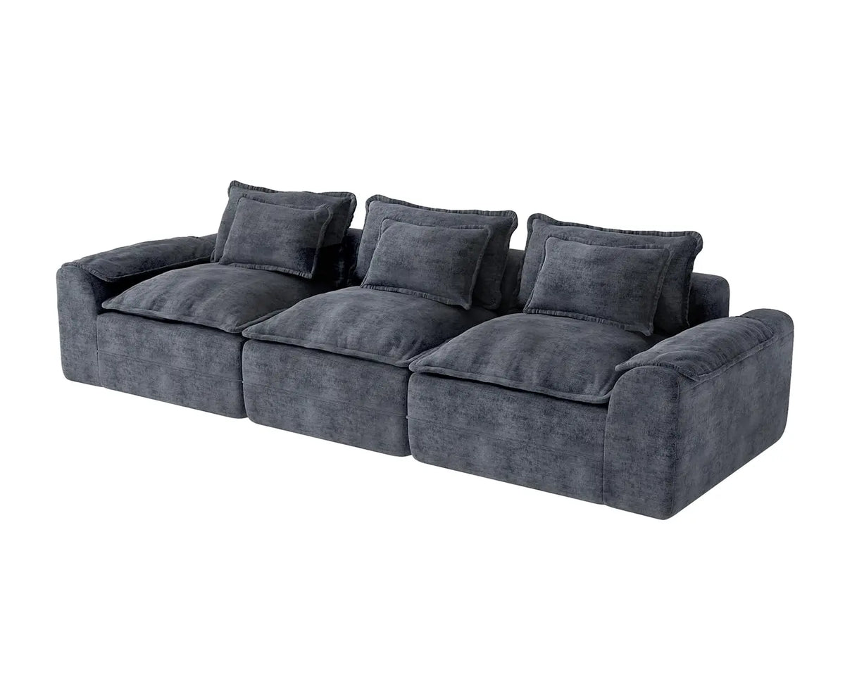120in Modular Sectional Sofa Deep Seat Removable Cover Living Room 3-Seater Blue Grey Customized