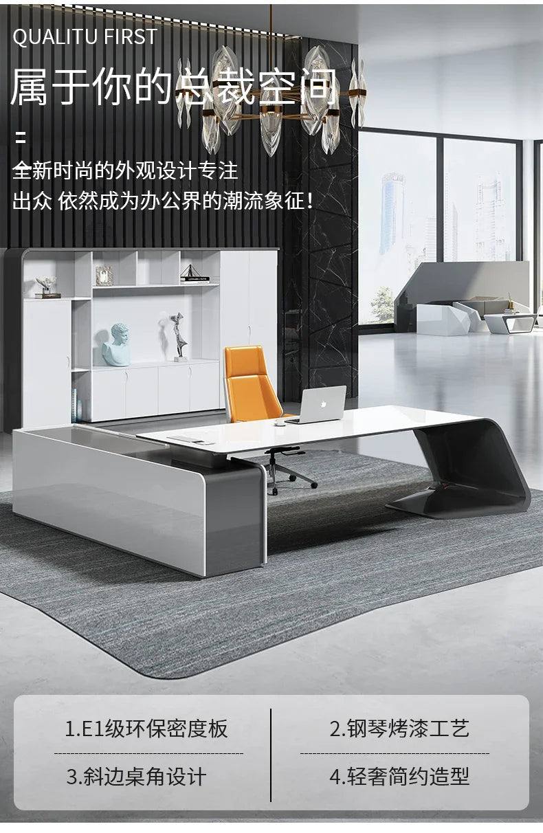 Minimalist Luxury High-end Designer Office Desk Fashionable High-end Modern Simple European Aesthetic Scrivania Trendy Furniture