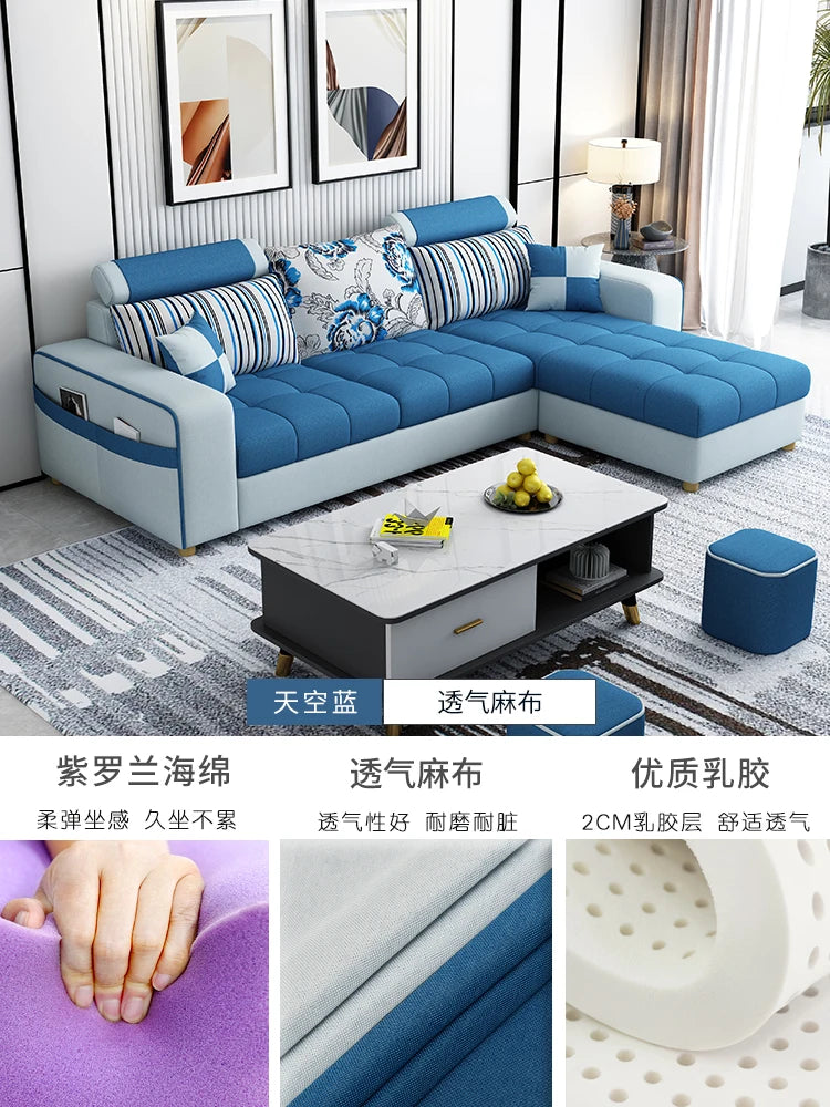 Modern simple fabric sofa living room household small apartment light luxury combination set