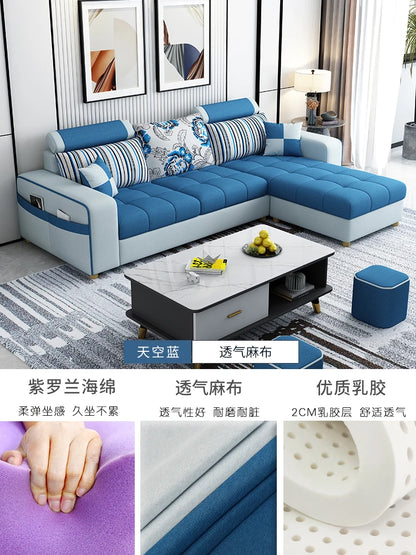 Modern simple fabric sofa living room household small apartment light luxury combination set