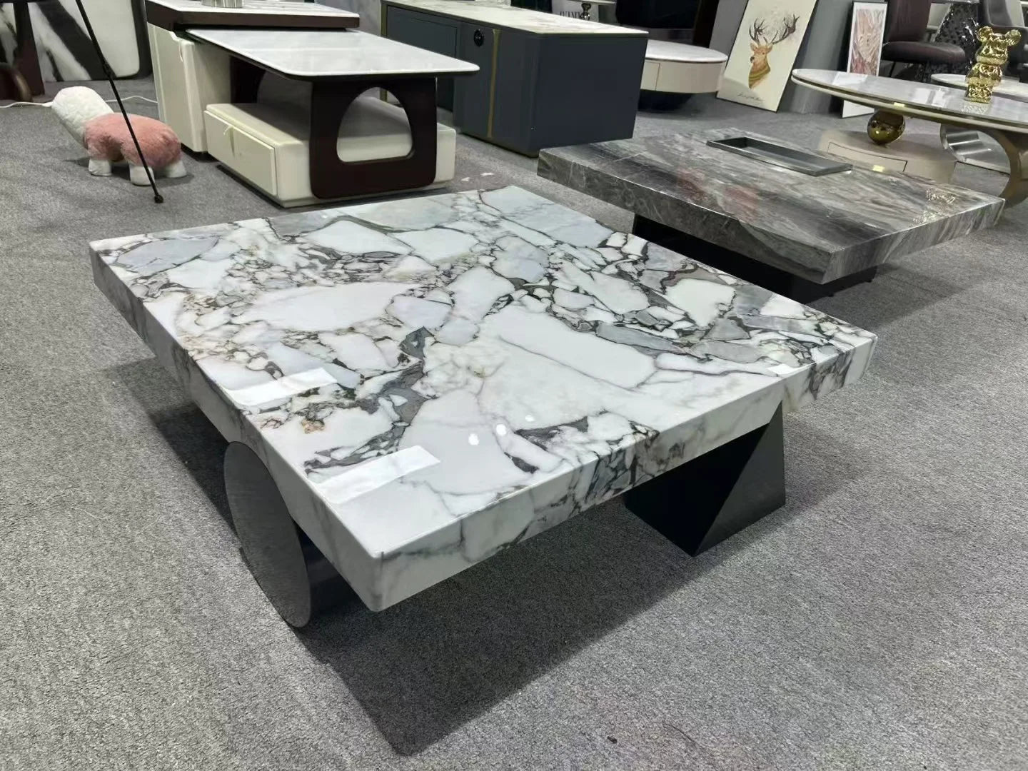 HLZ Modern Minimalist Marble Coffee Table Light Luxury Large and Small Apartment Home Living Room Square Flat Coffee Table