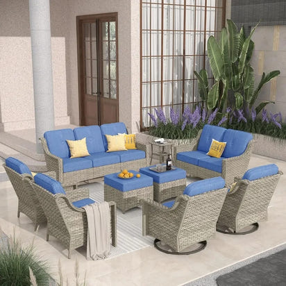 Rattan Outdoor Sofa Set for Patio, Garden, Poolside, and Deck Furniture