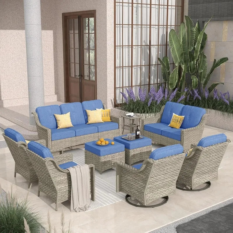 Rattan Outdoor Sofa Set for Patio, Garden, Poolside, and Deck Furniture