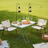 Adjustable Folding Table Portable Multi-height Folding Desk Camping Picnic Table Household Dining Table Steel Frame Table