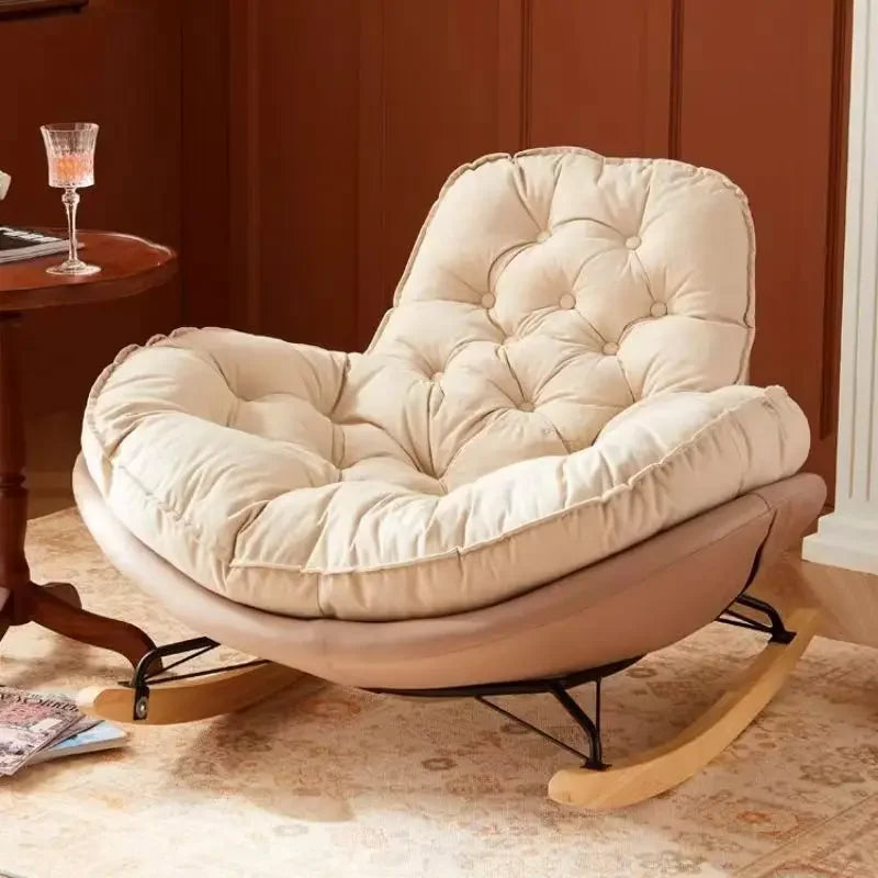 Nordic Style Rocking Chair for Living Room Cat scratch SKin Leather Light Luxury Lounge Chair for Adult Lazy Sofa Balcony Chair