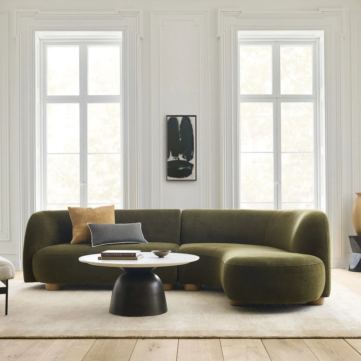 gW Nordic simple curved fabric lamb wool sofa Italian light luxury creative living room corner sofa