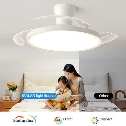 Jelena Ceiling Fan Fan with Light Bedroom Living Room Home Decoration Ceiling Fan Lamp Remote Control 6 Speed Silent Ceiling Fan