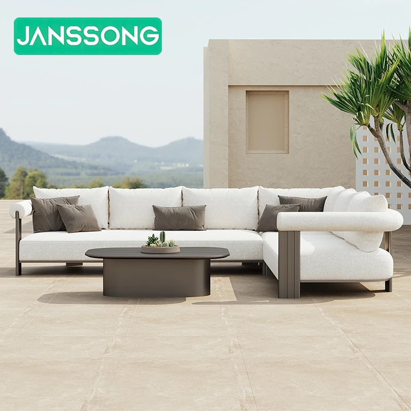 Metal Poolside Furniture Outdoor Garden Sofas Luxury Couches Set Modern Aluminum L Shape Sofa Outdoor Sofa Set Garden Furniture