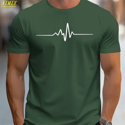 Summer Men's T-shirt Top Casual Loose Fit Oversized T-shirt PARI Letter Pattern Printed Round Neck Short Sleeved Homme Vêtement