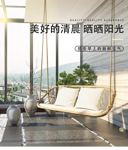 MJY hanging basket rattan chair single double swing sofa indoor cradle ceiling rattan chair