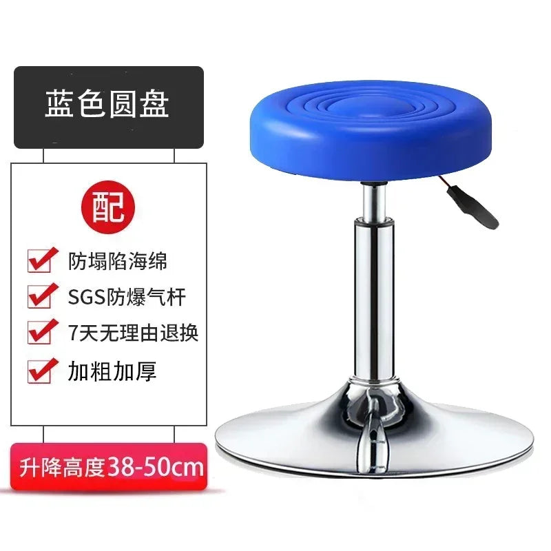 PU Leather Modern Rolling Stool Low Back Height Adjustable Work Salon Drafting Swivel Task Chair with Footrest