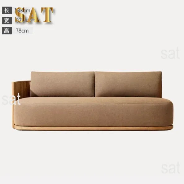 nvModern Simple Courtyard Villa Garden Outdoor Waterproof Sunscreen Anticorrosive Durable Teak Sofa Outdoor Furniture&