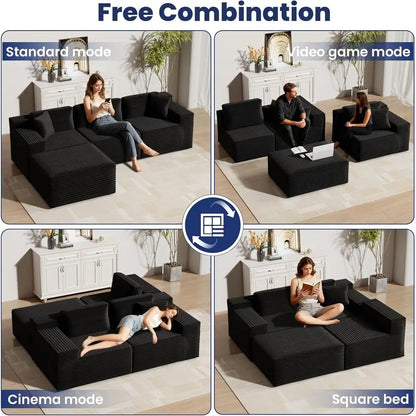 108" Cloud Sectional Couch Sofa with L-Shape Chaise, Modern Modular Sofa Couch Upholstered Couches for Living Room Bedroom, No A