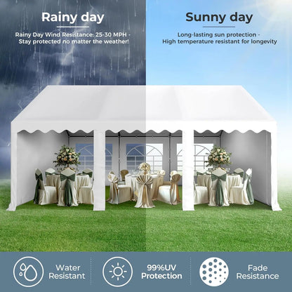 16x20FT Party Tent Heavy Duty, Large Wedding Event Shelters with 3 Carry Bags & Removable Sidewalls, Outdoor Canopy, Customized