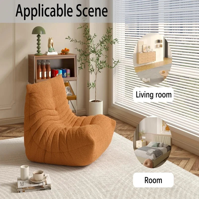 Fabric Lazy Floor Sofa, Modern Armless Floor Recliner, Living Room Bedroom Office Single Corner Chair Sofa