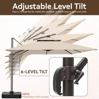 9x12 FT Patio Umbrella, Large Cantilever Rectangular Double Top Heavy Duty Offset Umbrellas with 360° Rotation, Outdoor shade