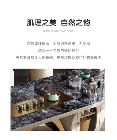 Light luxury rock slab table and chair combination modern minimalist design, creative high-end villa office tea table