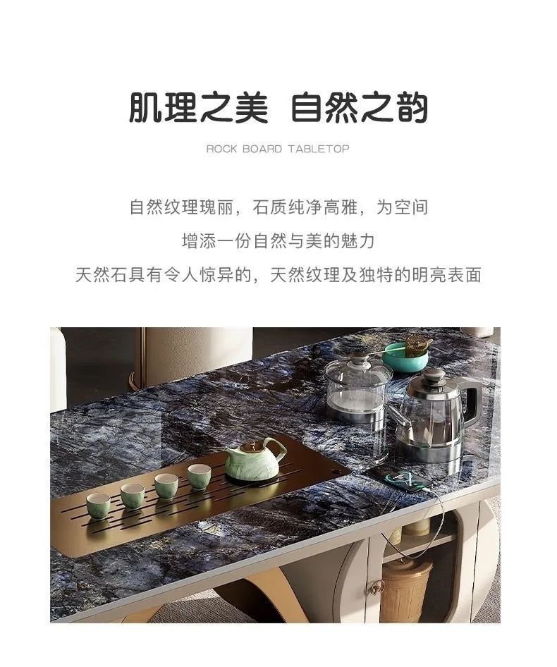 Light luxury rock slab table and chair combination modern minimalist design, creative high-end villa office tea table
