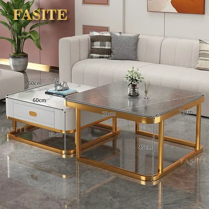 Glass Luxury Coffee Tables Bedside Centre Center Coffee Tables Gold Combination Nordic Basse De Salon Living Room Furniture