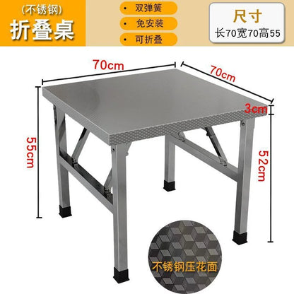 Square Folding Utility Table Home Restaurant Stainless Steel Dinner Tables Outdoor Indoor Portable Foldable Wedding Dining Table