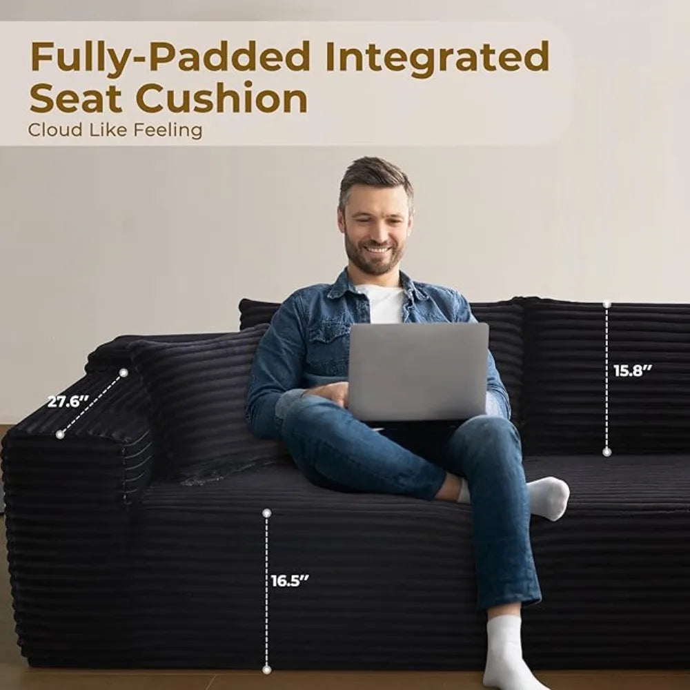 104" Comfy Upholstered Cloud Sectional | L-Shaped Modular Sofa Couch | Modern Minimalist, Deep Seat for Living Room