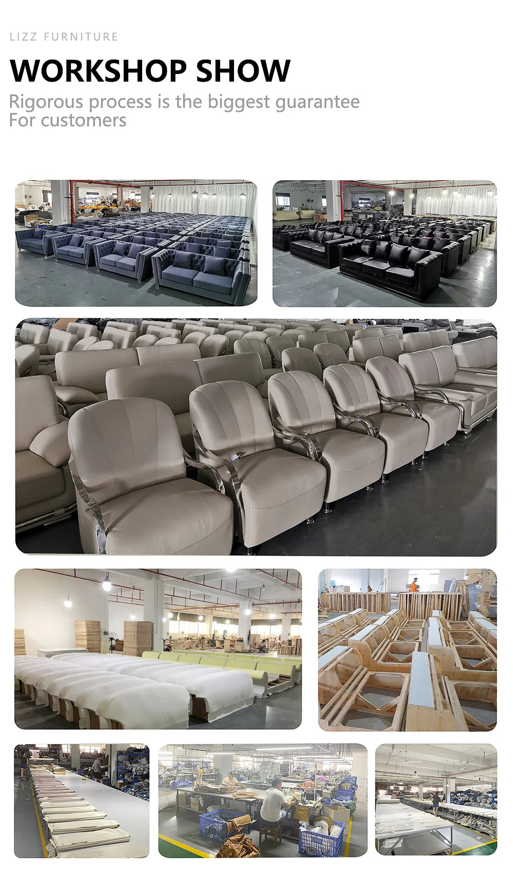 Modern Design Leather Couch Sectional Living Room Sofa Set Furniture with LED