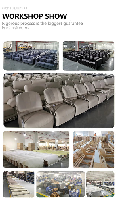 Modern Design Leather Couch Sectional Living Room Sofa Set Furniture with LED