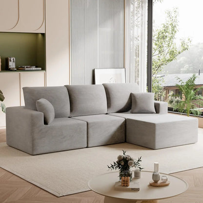 Grey L Shaped Sectional Sofa Deep Seat Cloud Modular Upholstered Living Room Furniture Custom