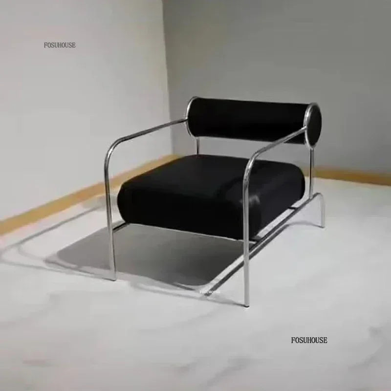 Stainless Steel Single Sofa Recliner Italian Living Room Furniture Home Leisure Back Armchair Designer Fabric Living Room Chairs