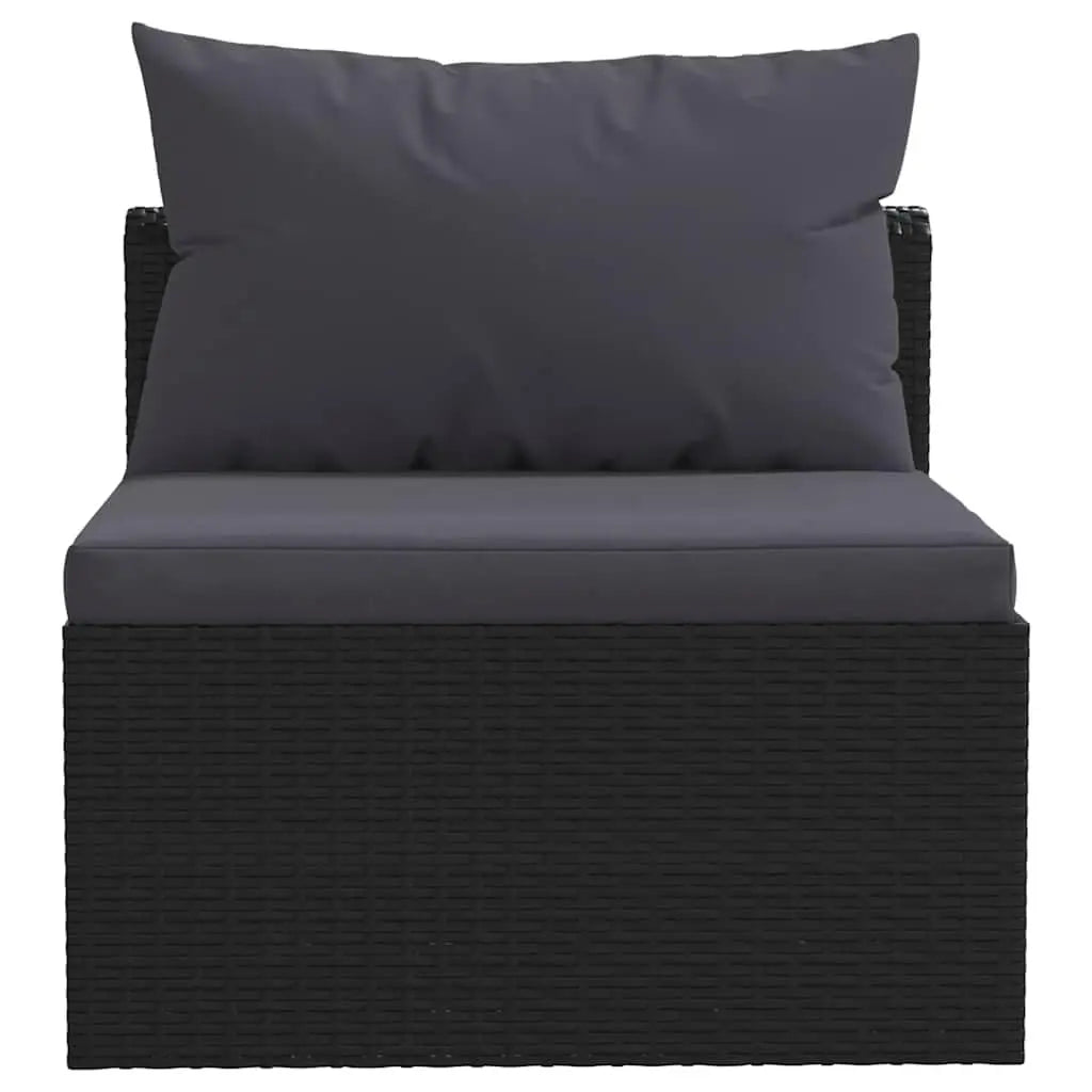 Modern 3-Seater Garden Sofa Set Black PE Rattan Powder-Coated Steel Frame Water Resistant Outdoor Patio Lounge Furniture Custom