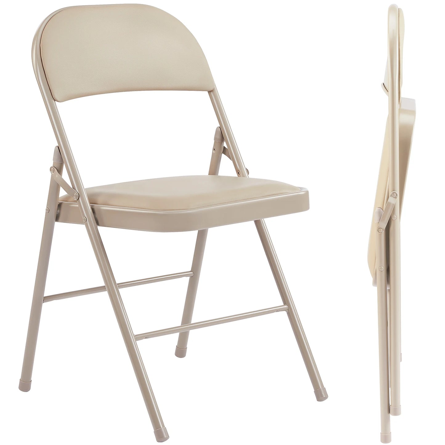 JHK Leather Padded Folding Living Room Chairs 2 Pack Sturdy Metal Foldable Chair Easy to Use and Storage Outdoor for Home Office