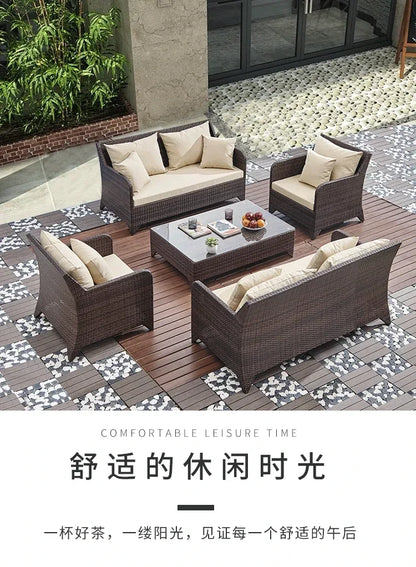 Balcony outdoor combination Living room courtyard hand-woven rattan sofa Rattan chair simple leisure furniture Economically