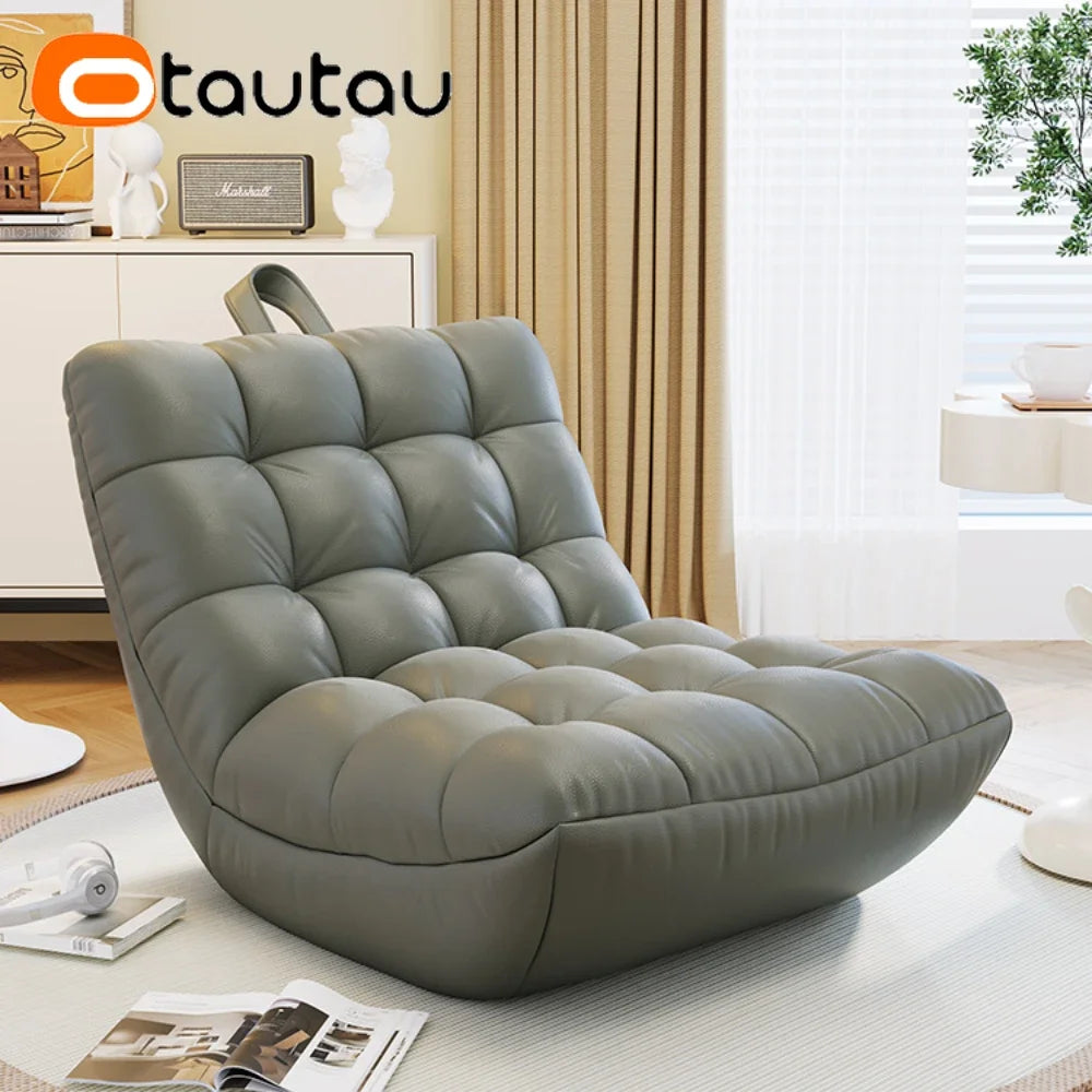 OTAUTAU Bean Bag Lounger Cover Without Filler Floor Seat Lazy Sofa Bed Couch Beanbag Sac with Footrest Stool Ottoman SF024