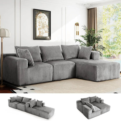 Modular Sectional Sofa for Living Room L Shaped Boneless Couch, Sofa Bed Memory Foam Couches with Chaise