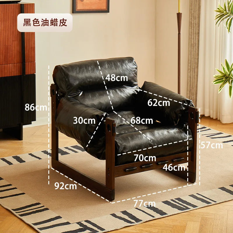 High-End Solid Wood Recliner Sofa Chair Home Personal Leisure Living Room Furniture Small Sofa Comfortable Lazy Chair