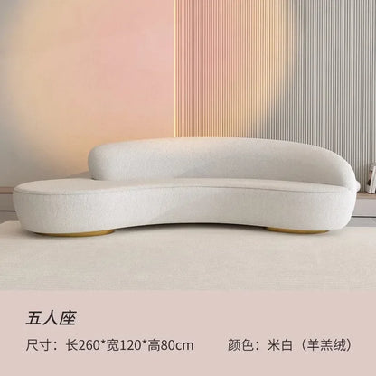 Cream wind light luxury beauty salon living room small apartment creative curved clothing store rest area reception sofa Interne