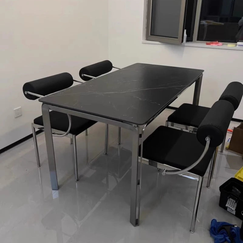 Vintage Designer Dining Chair with Stainless Steel Frame Study Room Seat Bedroom Dressing Table Makeup Stool Home Kitchen Chairs